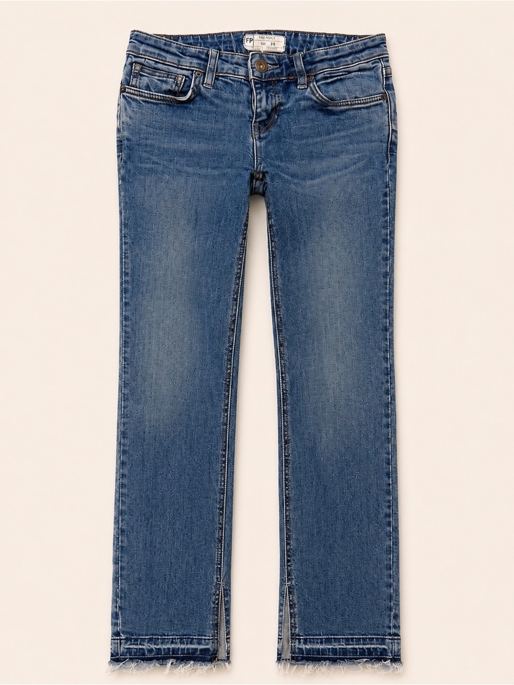 Free People Low Rise Split Hem Skinny Jeans Raw Hem Stretch 25